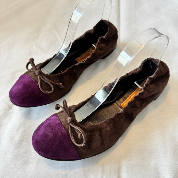 AGL 38.5 Suede Leather Ballet Flats ~ Purple & Brown Comfort - Picture 4 of 8